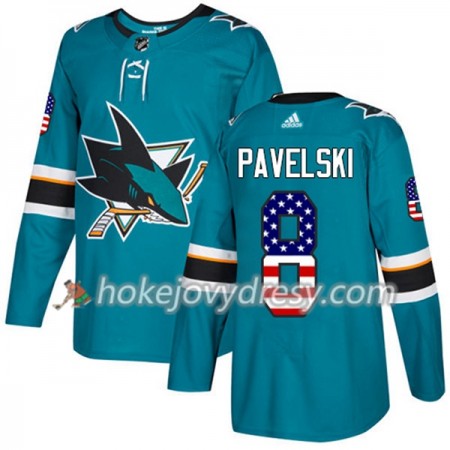 Pánské Hokejový Dres San Jose Sharks Joe Pavelski 8 2017-2018 USA Flag Fashion Teal Adidas Authentic